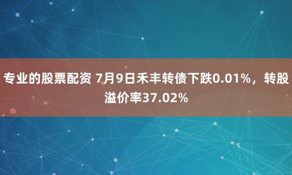 专业的股票配资 7月9日禾丰转债下跌0.01%，转股溢价率37.02%