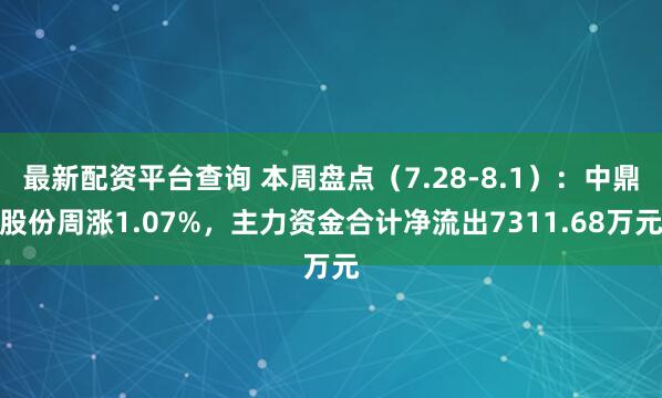 最新配资平台查询 本周盘点（7.28-8.1）：中鼎股份周涨1.07%，主力资金合计净流出7311.68万元